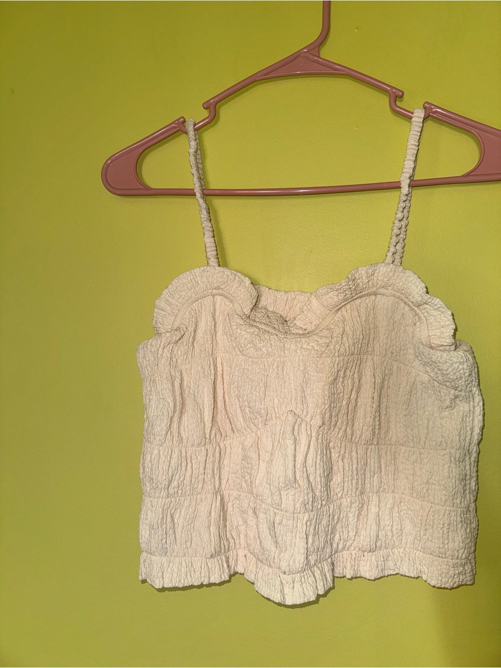 Cream Smocked Cropped Cami Top